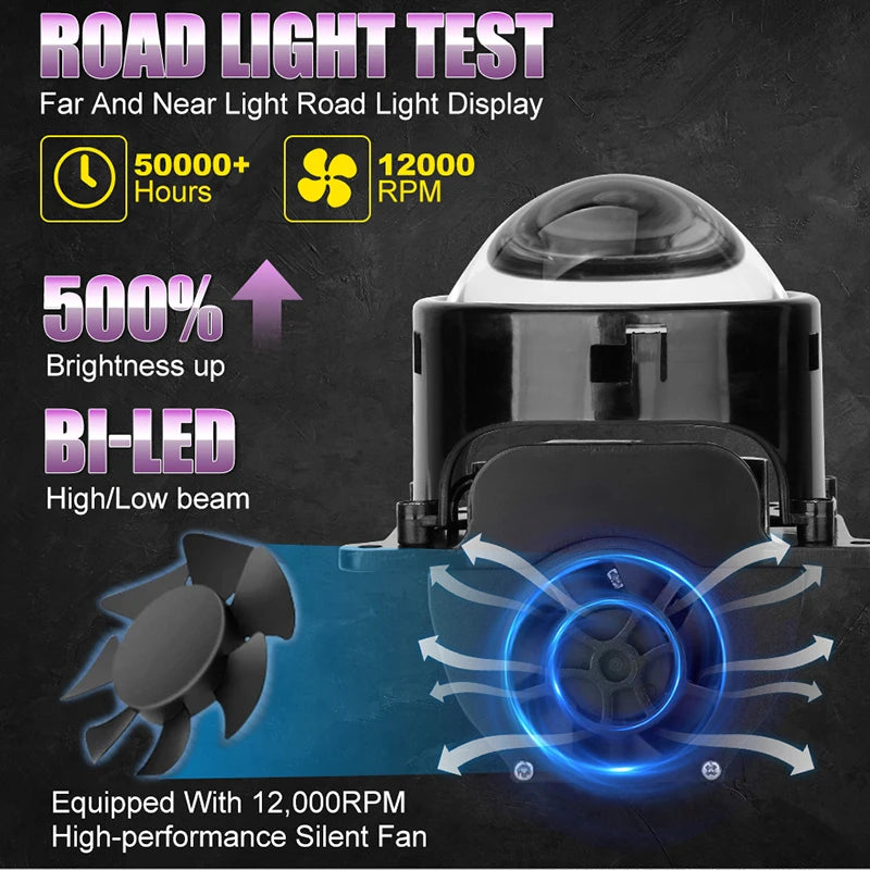 12+6pc Chips 3.0 Inch Bi Led Projector Lens Halo Lights H4 H7 9005 9006 Car Headlights Hella 3R G5 Angel Eyes High Low Beam LED