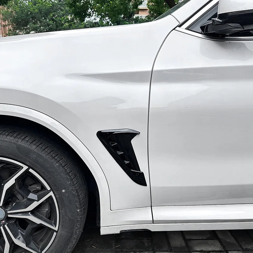 Car Side Fender Spoiler Wind Knife Side Gills Air Vent Decorative Side Wing Stickers For BMW X3 X4 G01 G02 M Sport 2018-2023+
