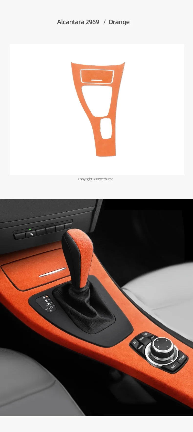 Betterhumz For BMW 3 Series E90 E92 E93 Car Interior Trim Made of Alcantara Center Console Gear Shift Panel Cover Accessories