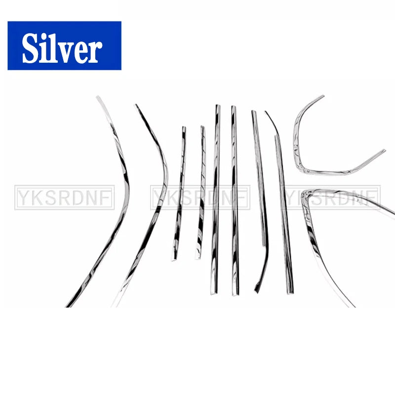 Stainless Steel Car Door Full Window Frame Window Sill Molding Trim Cover For BMW X5 E70 F15 G05 2008-2021 (black silver)