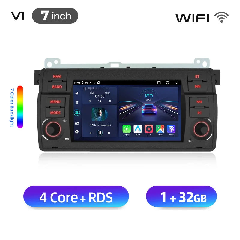 Junsun 7" Wireless CarPlay Android Auto Car Radio for BMW E46 M3 318 320 325 330 335 Multimedia Wireless Apple CarPlay Smart Intelligent Systems IPS Touch Screen Stereo Video Player 2 Din Autoradio Head Unit Navigation BT GPS
