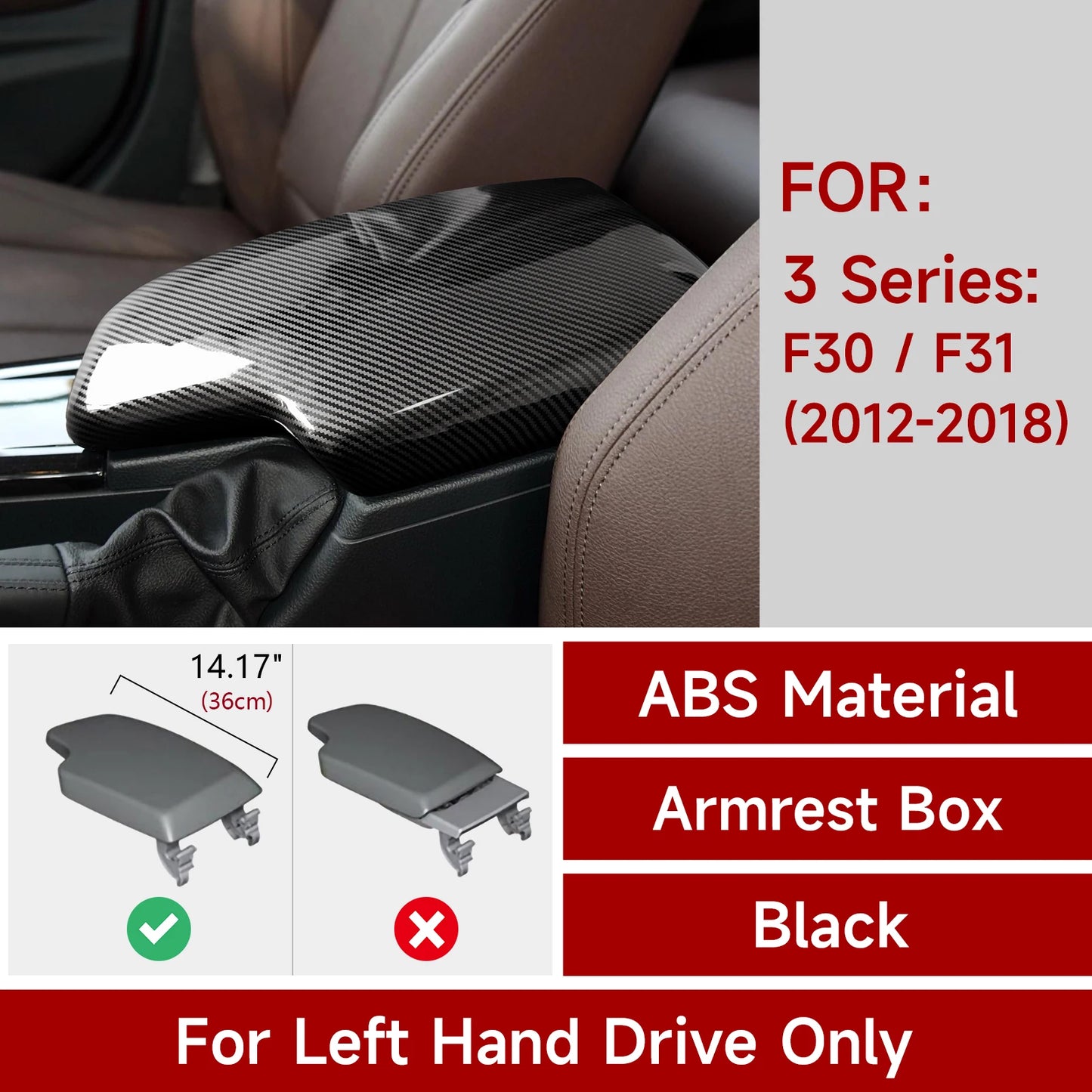 Car Center Console Dashboard Gear Shifter Panel For BMW F30 F31 F34 3GT F32 F33 F36 Trim Accessories, Carbon Fiber ABS Sticker