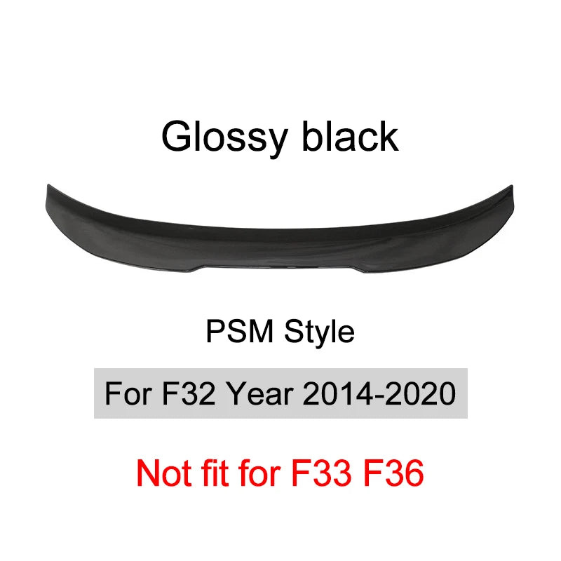 For BMW 4 Series F32 F33 F36 2014-2020 Carbon Fiber Rear Bumper Lip Trunk Spoiler  MP M4 PSM Style Wing Tail Kit Gloss Black