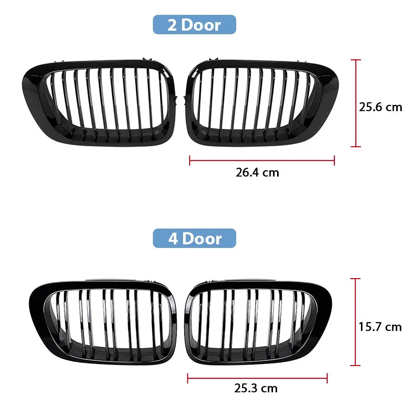 For BMW 3-Series E46 Grill 1998-2001 2/4 Doors Car Front Kidney Grill 318i 320i 325i 330i Gloss Black Racing Grille Accessories