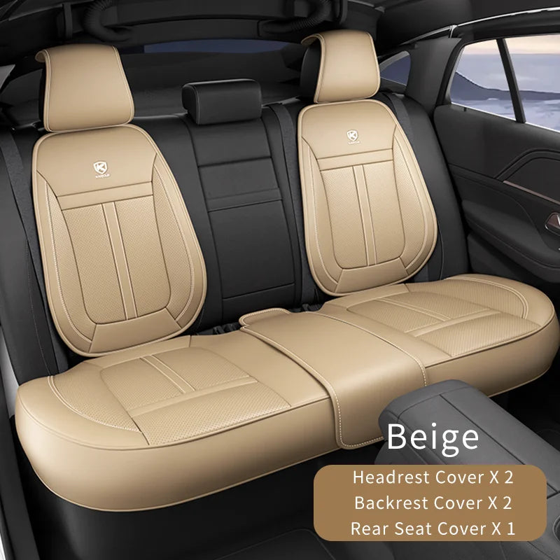 Nappa Leather Car Seat Cover Full Set 5 Seater Breathable Seat Cushion Cover Anti-Slip Full Wrap Driver Car Seat Protectors
