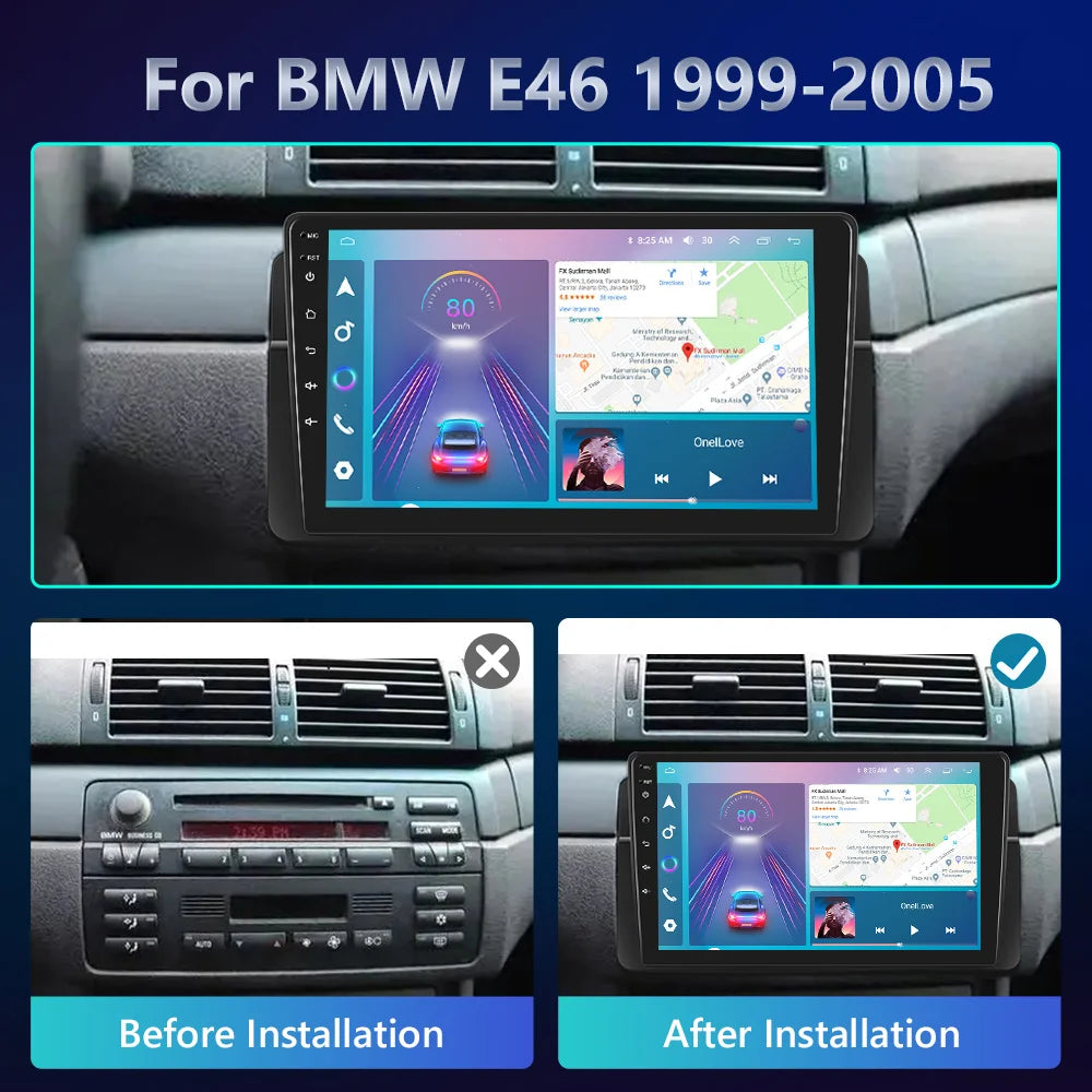 Podofo Wireless Carplay Android Auto Car Radio For BMW E46 1999-2005 Car Intelligent Systems 2din Car Multimedia Player