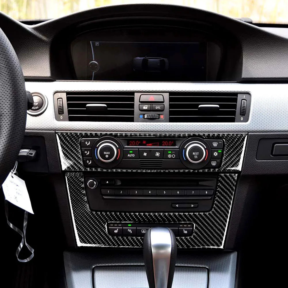 For BMW E90 E92 E93 3 Series Accessories Car Interior Real Carbon Fiber Air Conditioning CD Console Panel Cover Trim Car Styling