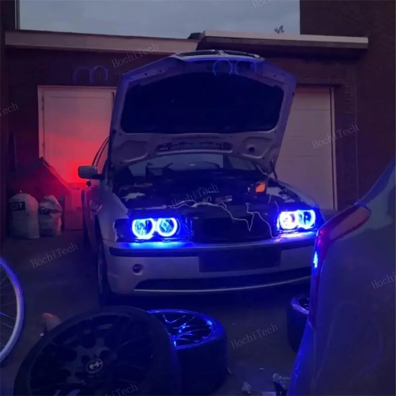 For BMW 3 5 7 Series E46 E39 E38 Colorful RGBW Cotton LED Angel Eyes Revolving Dynamic Light Sequential Flowing with Turn Signal
