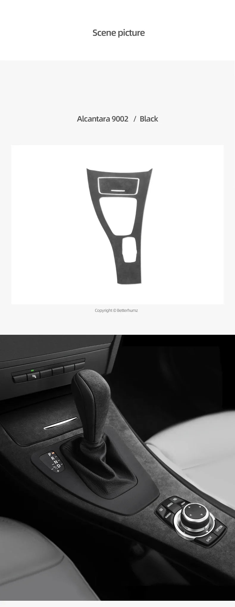 Betterhumz For BMW 3 Series E90 E92 E93 Car Interior Trim Made of Alcantara Center Console Gear Shift Panel Cover Accessories