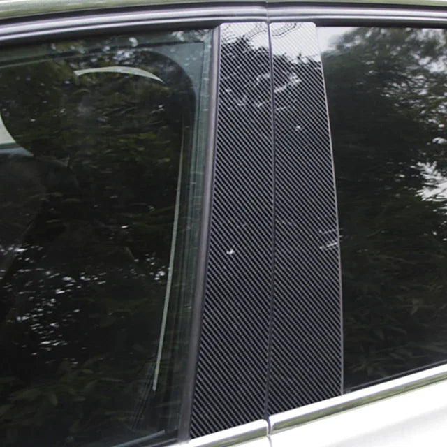 Car Door Window Pillars B-pillar Post Trim Stickers For BMW F30 E46 E90 G20 318i 325i 320i 328i Glossy Carbon Fiber Wrap Films
