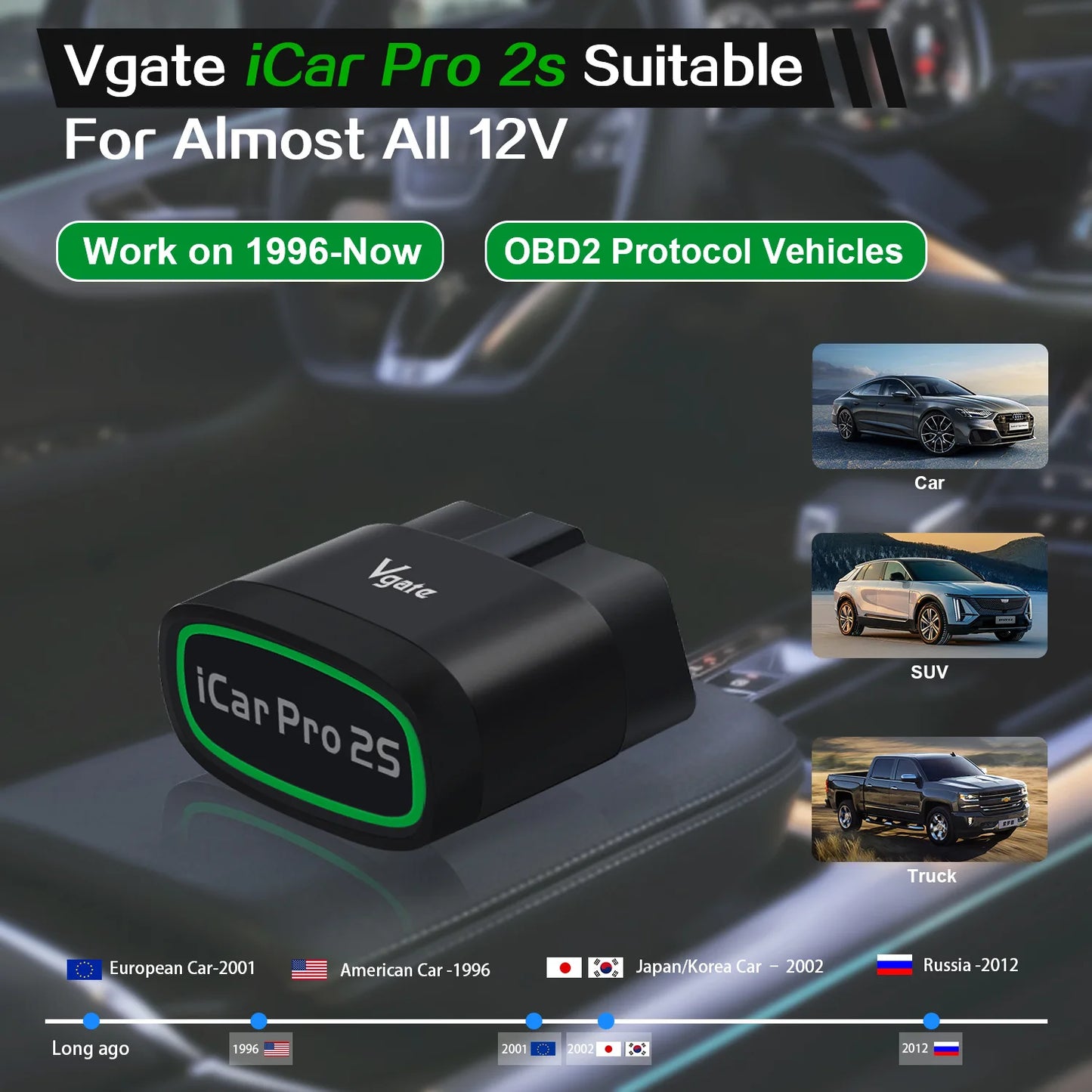 NEW Vgate iCar Pro 2S ELM327 Bluetooth 5.2 V2.3 Car OBD Scanner Upgraded EV Auto Diagnostic Tool BimmerCode for IOS Android PC