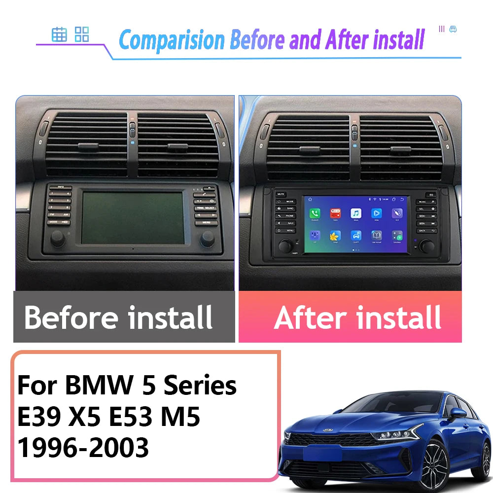 7 inch Android Auto car Radio GPS Navigation For BMW 5 Series E39 X5 E53 M5 1996-2003 Multimedia Player Video 4G WIFI 2din DVD
