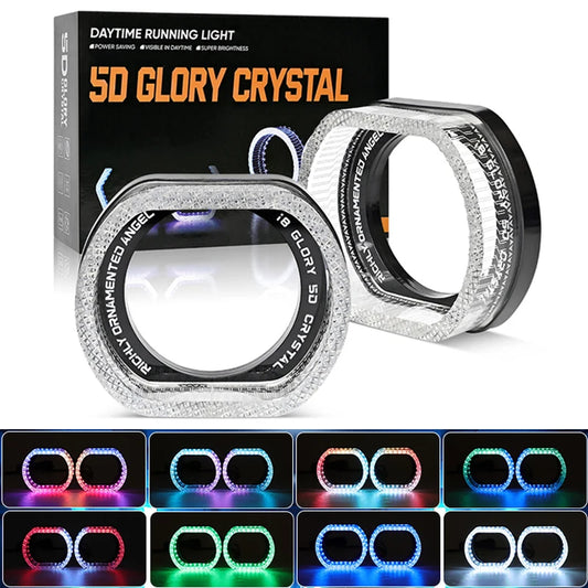 2.5/3" Symphony Led Angel Eyes Headlight RGB LED Halo Ring Light 5D APP Control DRL Daytime Running Light With Turn Signal Light