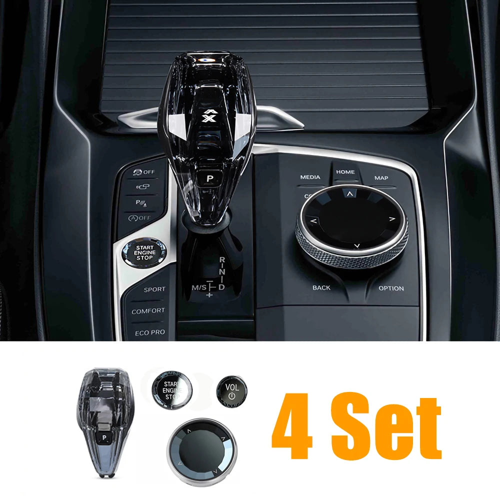 4 Piece Set Crystal Gear Shift Knob Lever For BMW G20 G21 iX3 G08 X3 G01 X6 G06 X7 G07 X5 G05 Automatic Crystal Gear Handle