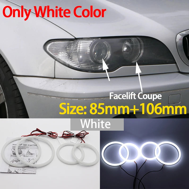 For BMW 3 Series E46 316i 318i 320d 323i 328i 330i 325xi 330d 1998-2005 Excellent LED Cotton Angel Eyes Rings Daytime Light
