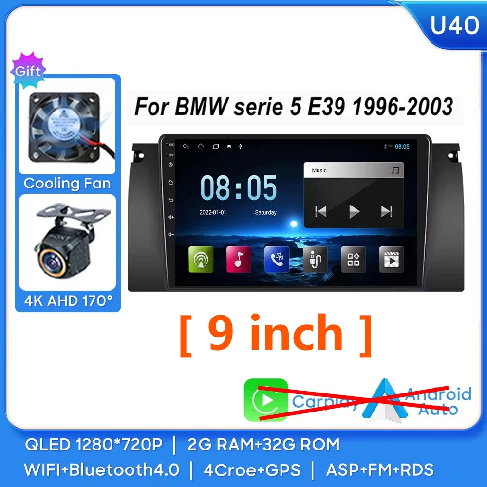 7 inch Android Auto car Radio GPS Navigation For BMW 5 Series E39 X5 E53 M5 1996-2003 Multimedia Player Video 4G WIFI 2din DVD