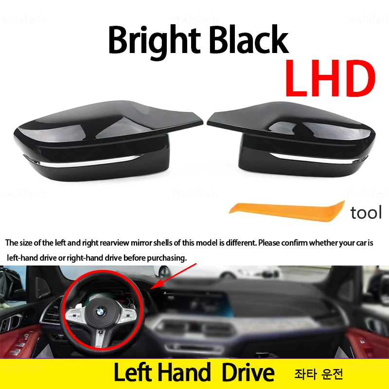 For BMW 3 4 5 7 8 Series G20 G21 G30 G38 G22 G23 G11 G12 G15 G16 Carbon Fiber Glossy Black Replacement Side Mirror Covers Cap