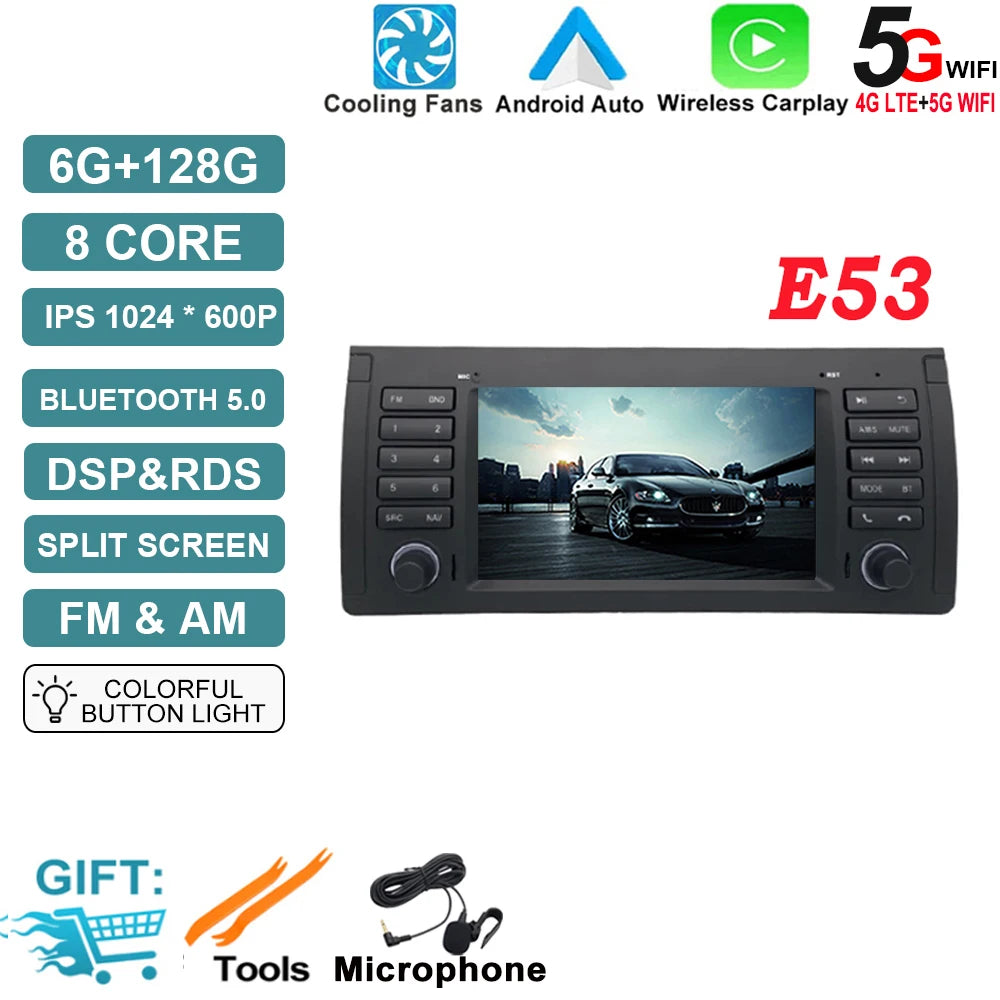 Android OS Auto Radio GPS Navigation for BMW X5 E53 5 Series E39 M5 1996-2007 DSP Car Multimedia Player Stereo WIFI Cooling Fan