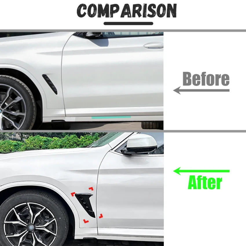Car Side Fender Spoiler Wind Knife Side Gills Air Vent Decorative Side Wing Stickers For BMW X3 X4 G01 G02 M Sport 2018-2023+