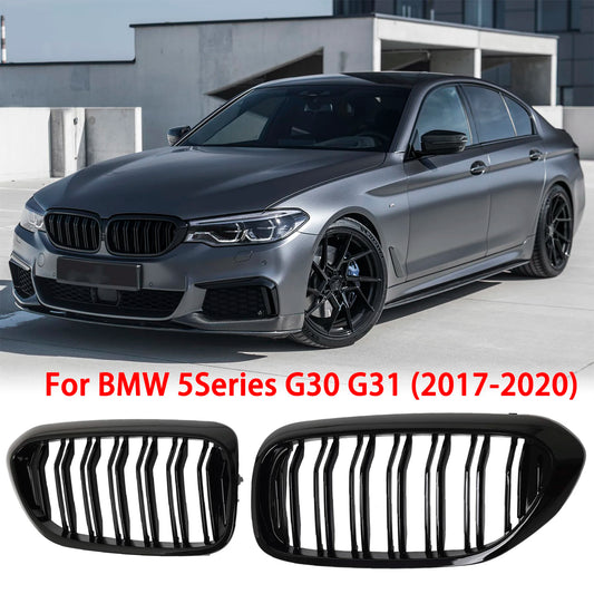 Glossy Black Car Front Kidney Grille Grill For BMW 5 Series M5 G30 G31 G38 520i 530i 540i 2017-2020 2-Slat Front Bumper Grill