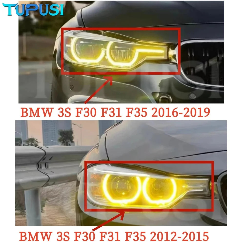 63117419610 63117419615 Bright Yellow Daytime Running Lights For BMW 3 Series F30 LCI 3' F31  Car LED DRL Angel Eyes Headlight