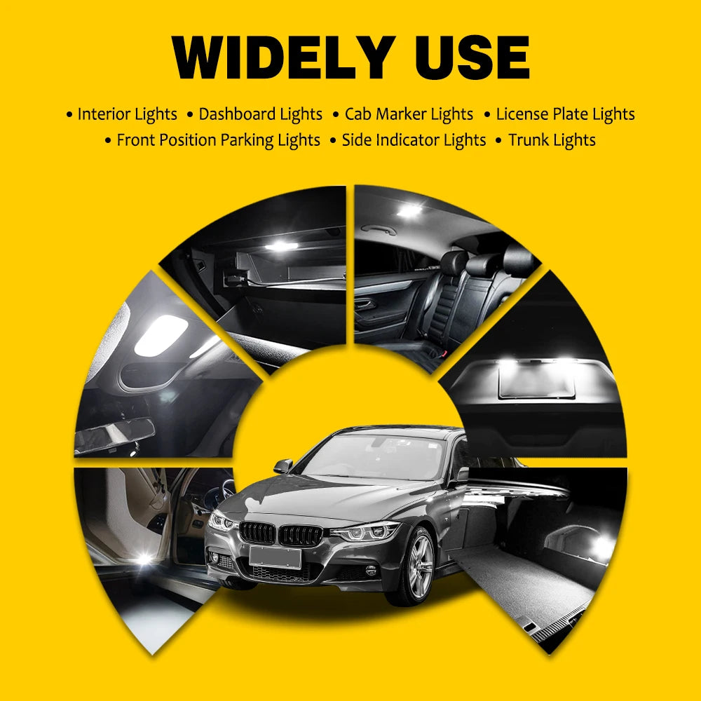 AUXITO 10/8/6/4/2Pcs Canbus 194 501 T10 W5W LED Bulb No Error 5W5 SMD 4014 Chip Car Interior Lamp Instrument Lights Pure White