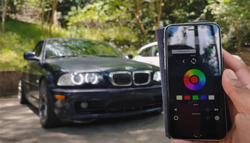 For BMW 3 5 7 Series E46 E39 E38 Colorful RGBW Cotton LED Angel Eyes Revolving Dynamic Light Sequential Flowing with Turn Signal