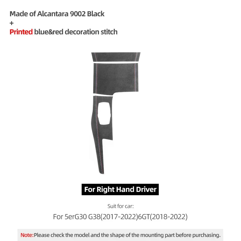 For BMW G30 G32 G38 Made of Alcantara Car Interior Center Console Gear Shifter Panel Trim Cover Performance Sticker Accessories
