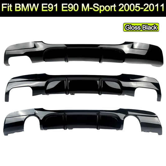 Performance Style for 2005-2013 BMW 3 Series 325i 335i E90 E91 M Sport Rear Bumper Diffuser Lip 2005-2013 Glossy Black Tuning