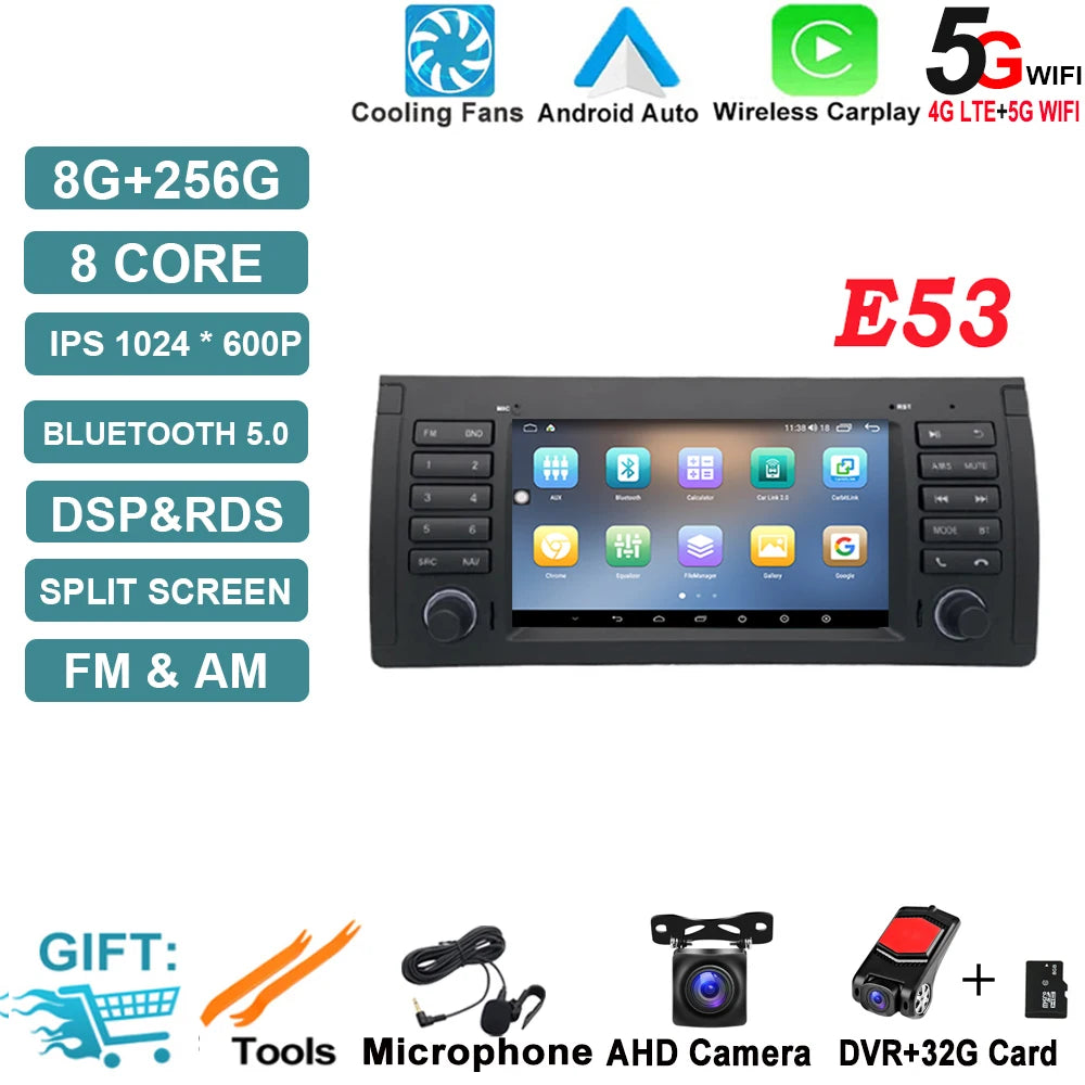 Android OS Auto Radio GPS Navigation for BMW X5 E53 5 Series E39 M5 1996-2007 DSP Car Multimedia Player Stereo WIFI Cooling Fan