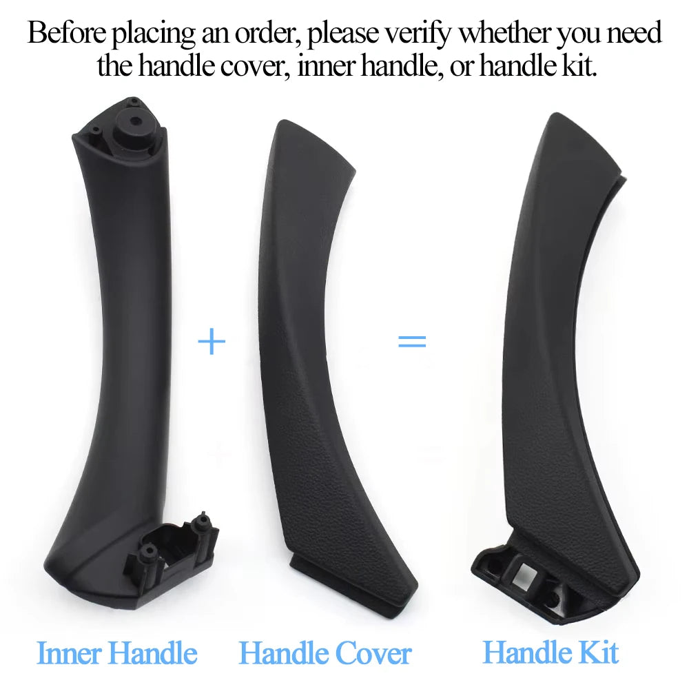 Black Left Right Inner Door Pull Handle Kit Panel Pull Cover Trim For BMW 3 Series E90 E91 E92 2004-2012 316 318 320 325 328i
