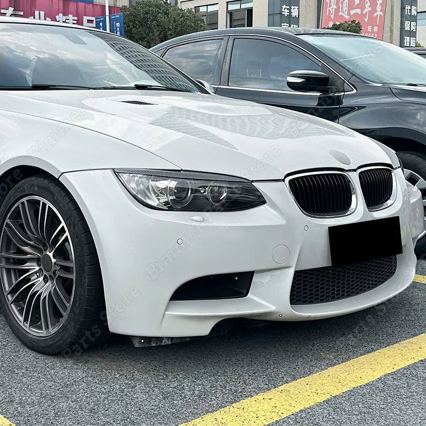 ABS Gloss Black Carbon Look Car Front Headlights Eyebrow Eyelids For BMW 3 Series E90 M3 E92 E93  2008-2012 Pre-LCI 3D Stickers