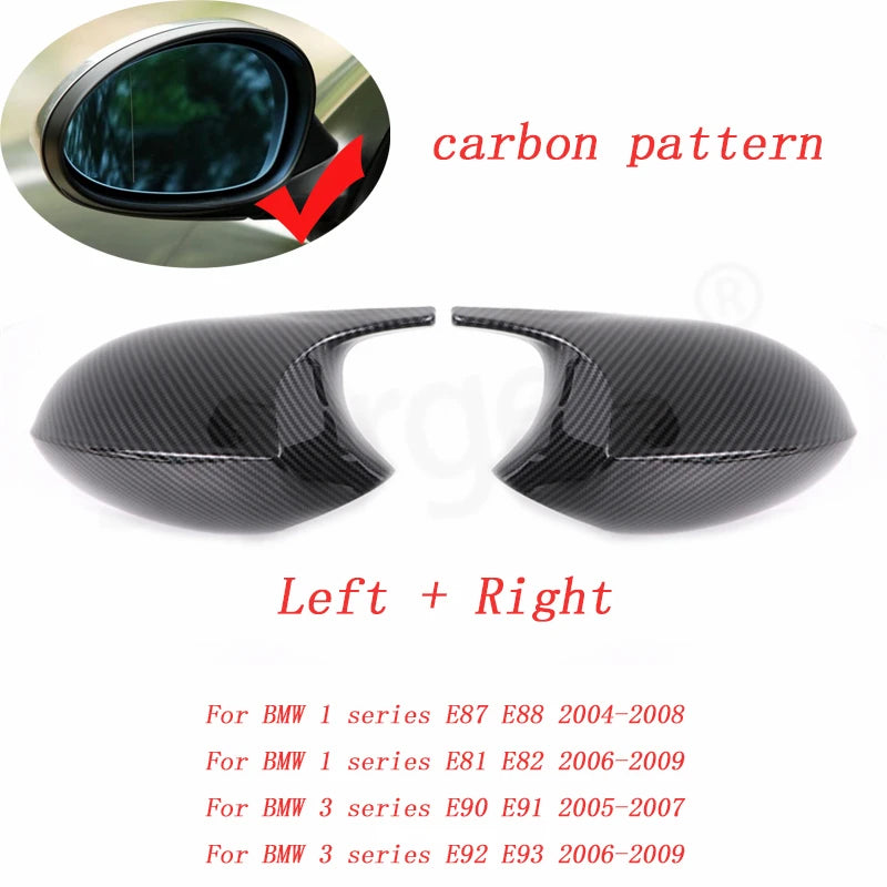 Carbon Fiber Pattern Black Side Mirror cover Caps Replacement for BMW E90 E91 2005-2011 E92 E93 2006-2013 E81 E82 E88 E87 E88