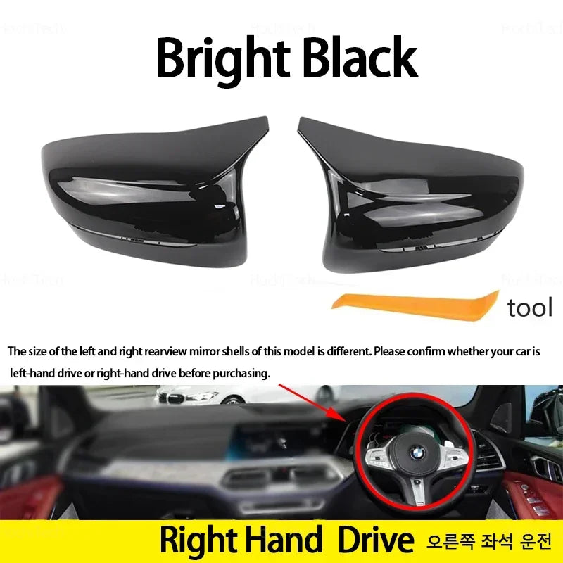 For BMW 3 4 5 6 7 8 series G20 G22 G30 G38 G11 G15 G16 Car Rearview Mirror Cover Side Wing Protect Frame Covers Bright Black