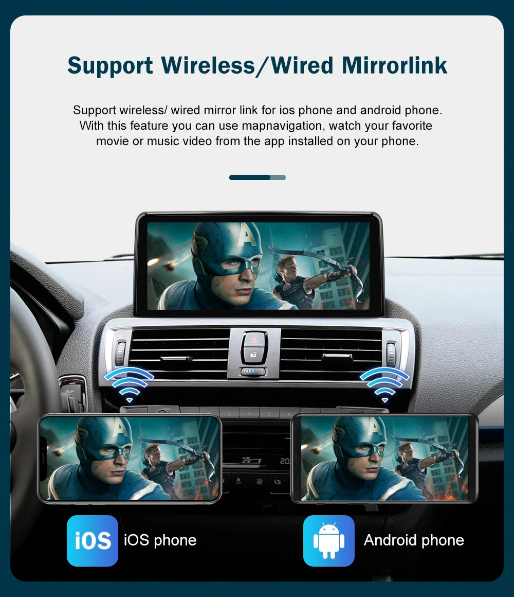 10.25'12.3' Wireless CarPlay Android Auto Multimedia Display Screen For BMW 1 2 3 4 Series F20 F21 F22 F30 F31 F32 F33