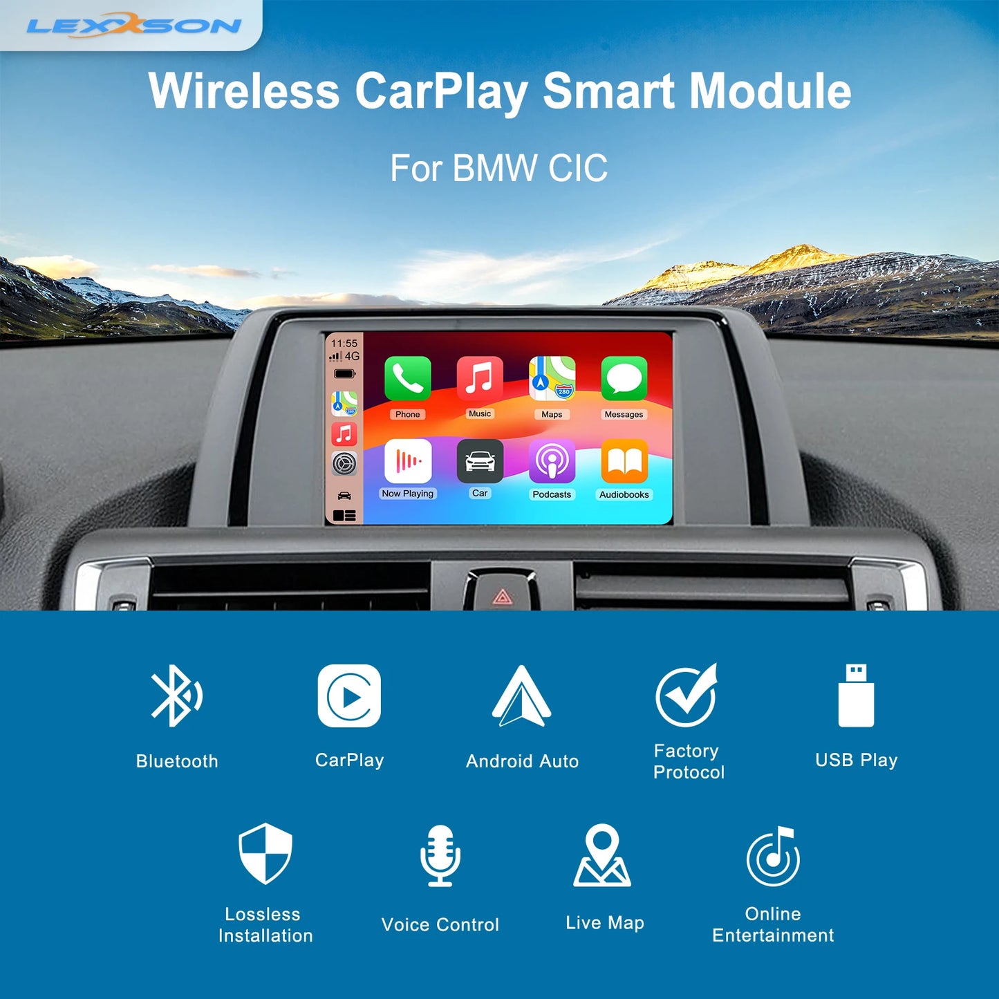 LEXXSON NEW Wireless CarPlay Android For BMW NBT CIC System 1 2 3 4 5 Series X1 X3 X4 X5 F20 F30 F31 F34 F10 F48 F25 F26 F15 F60