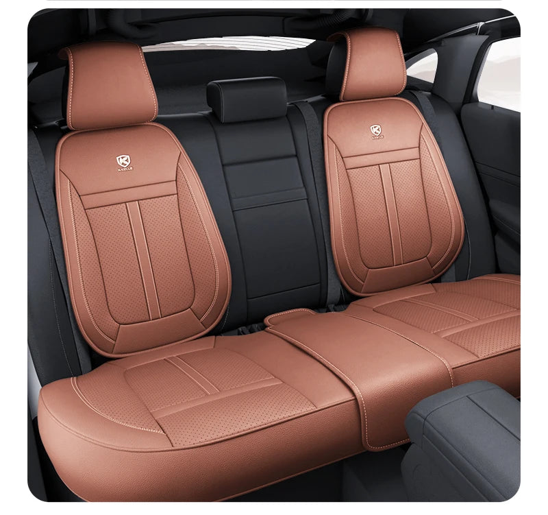 Nappa Leather Car Seat Cover Full Set 5 Seater Breathable Seat Cushion Cover Anti-Slip Full Wrap Driver Car Seat Protectors