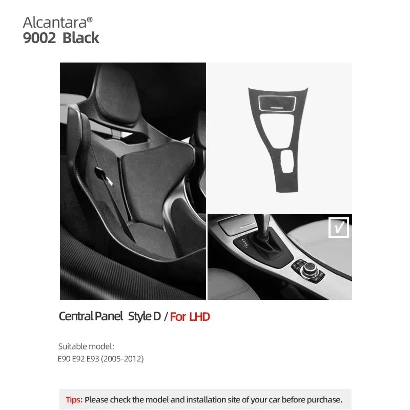 Betterhumz For BMW 3 Series E90 E92 E93 Car Interior Trim Made of Alcantara Center Console Gear Shift Panel Cover Accessories