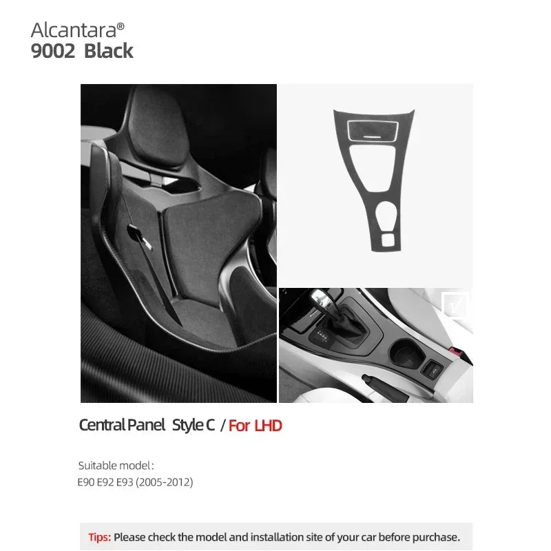 Betterhumz For BMW 3 Series E90 E92 E93 Car Interior Trim Made of Alcantara Center Console Gear Shift Panel Cover Accessories