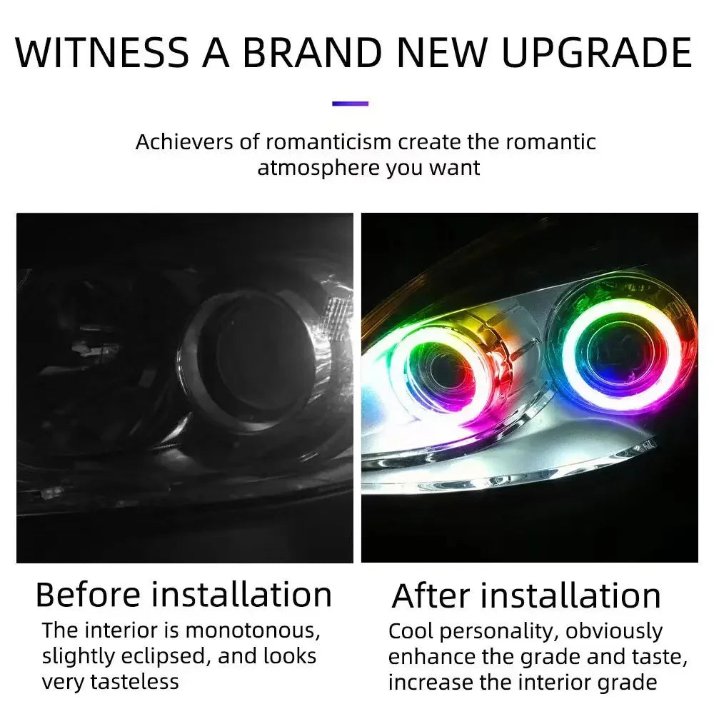 2PCS RGB Cotton LED Angel Eyes Halo Rings 60mm 70mm 80mm LED Headlight Lamps For Car UTV Motorcycle DRL Eyes APP Control