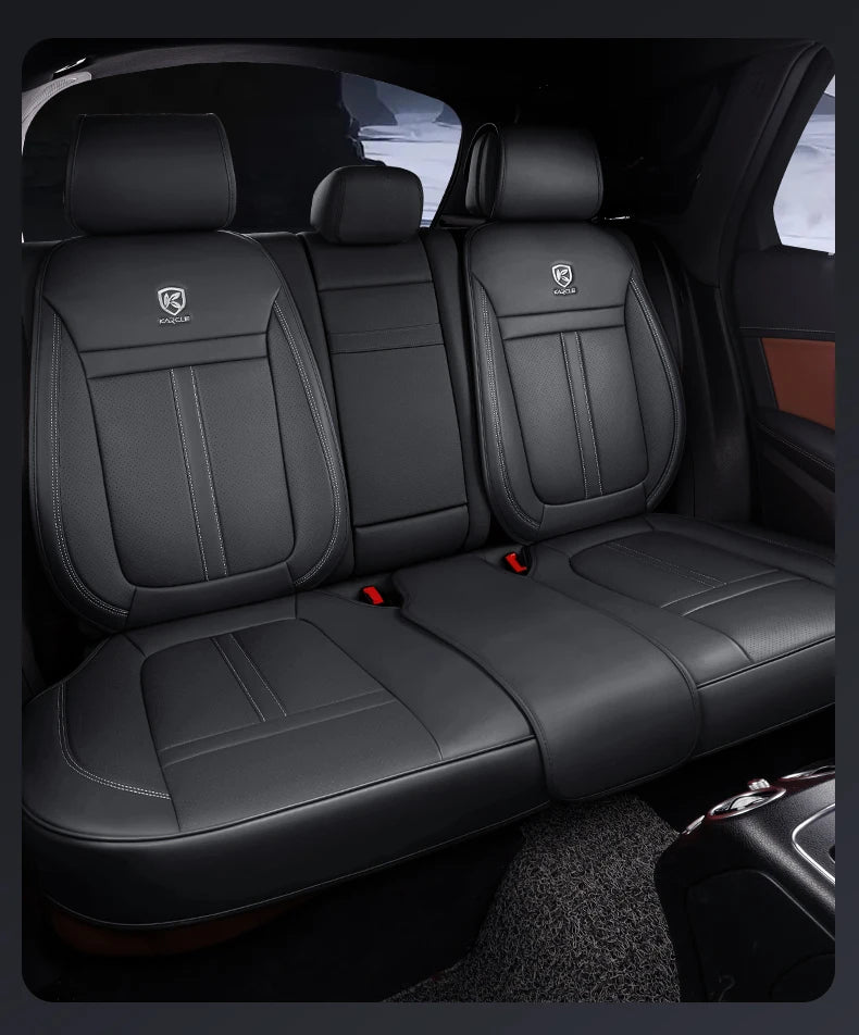 Nappa Leather Car Seat Cover Full Set 5 Seater Breathable Seat Cushion Cover Anti-Slip Full Wrap Driver Car Seat Protectors
