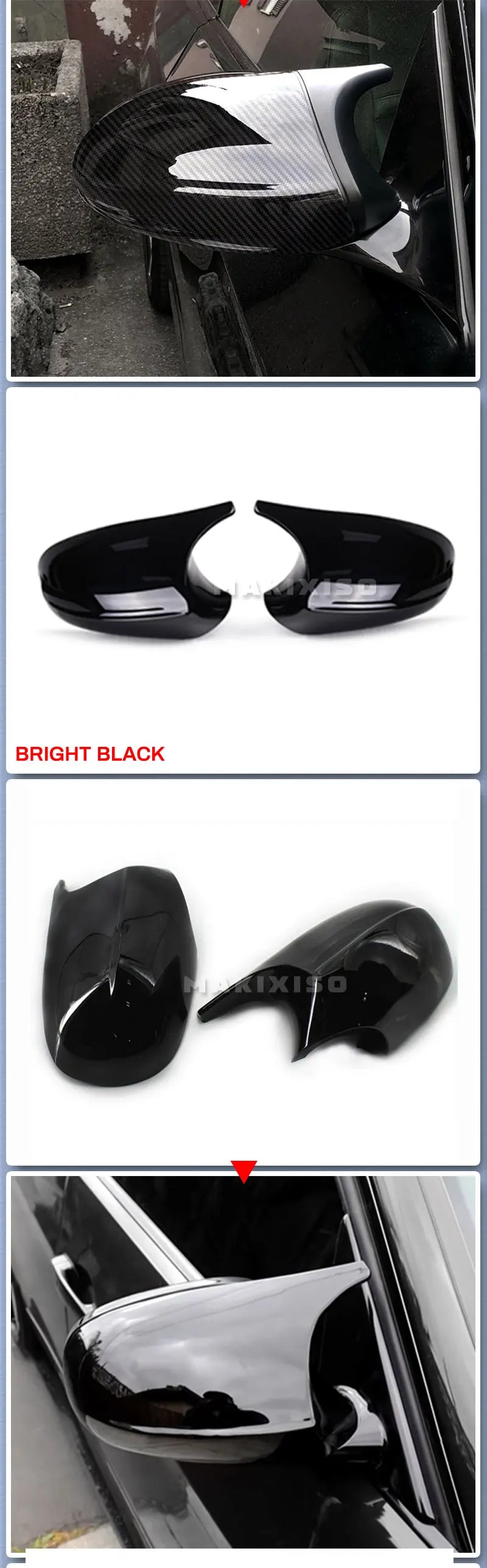 2xMirror Cover E90 Car Side Door Rearview Side Mirror Cover Cap For BMW E90 E91 2005-2007 E92 E93 2006-2009 M3 Style E80 E81 E87