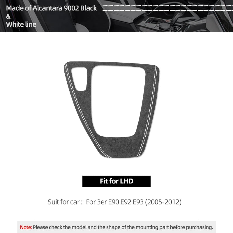 For BMW Series 3 E90 E92 E93 2005-2012 Car Interior Gear Shifter Panel Trims Stickers Made of Alcantara Performance Accessories