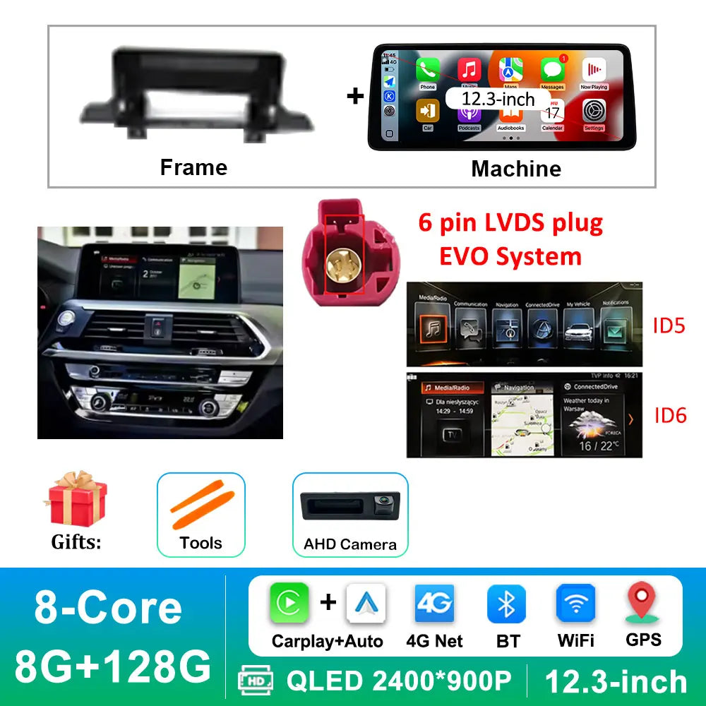 Navi GPS Android 16 for BMW X3 G01 X4 G02 2018 - 2022 EVO System Wireless Carplay Car Radio Multimedia Player BT WiFi DSP Stereo