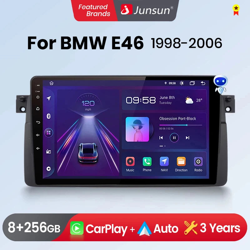 Junsun Wireless CarPlay Android Auto Car Radio For BMW M3 E46 1998-2006 GPS Multimedia 2 din Intelligent Systems Stereo