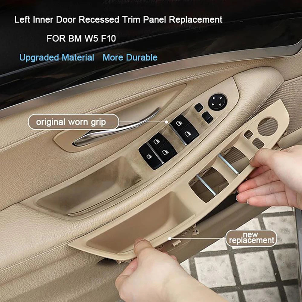 Left Hand Drive LHD Leather Interior Door Pull Handle Assembly Set for BMW 5 Series F10 F11 F18 520 523 525 528 530 535