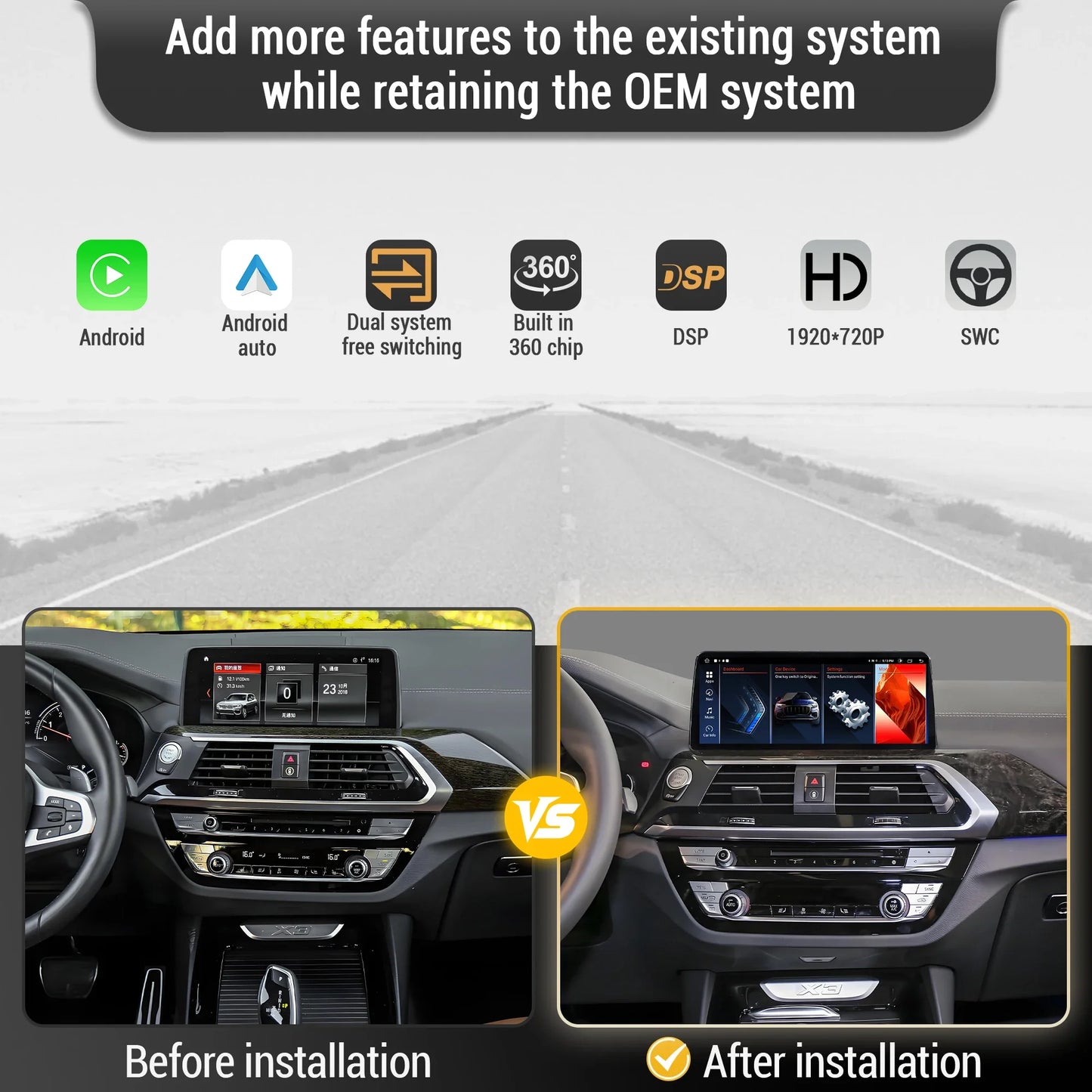 12.3 inch Android 13 For BMW X3 G01 X4 G02 2018-2022 Car Radio 4G GPS Wireless Bluetooth Carplay Snapdragon 680 Head Unit Screen