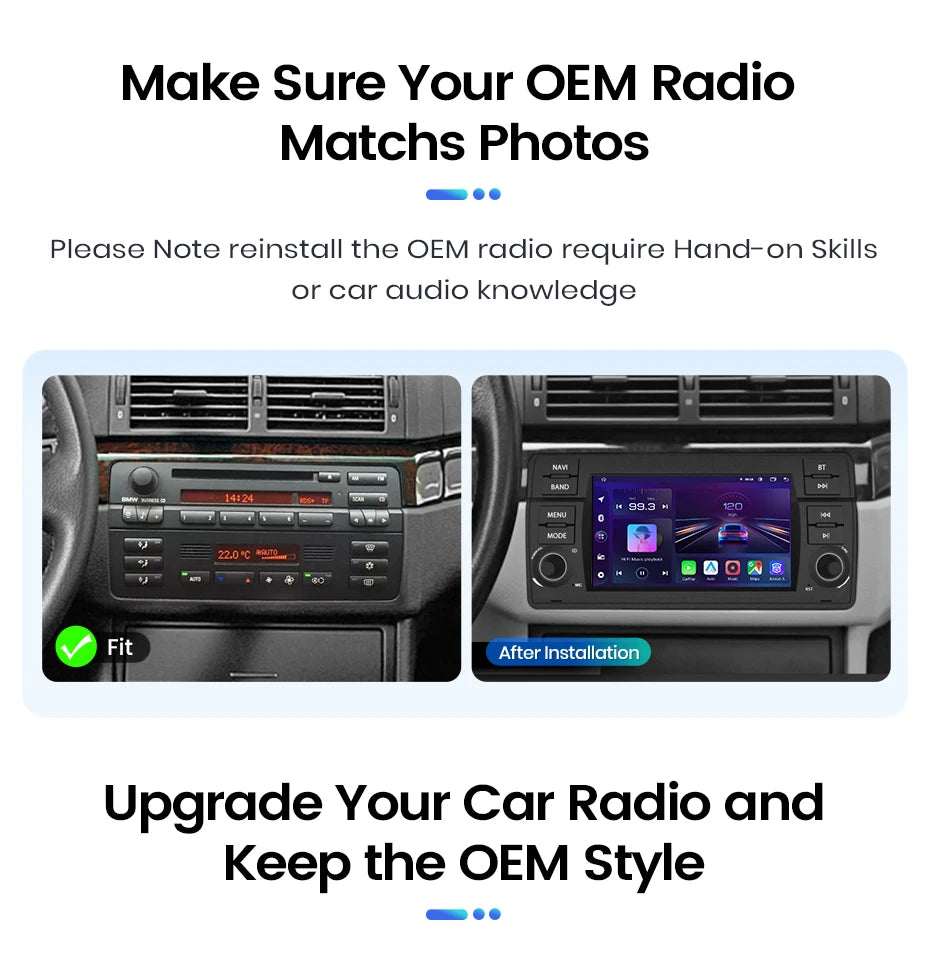 Junsun 7" Wireless CarPlay Android Auto Car Radio for BMW E46 M3 318 320 325 330 335 Multimedia Wireless Apple CarPlay Smart Intelligent Systems IPS Touch Screen Stereo Video Player 2 Din Autoradio Head Unit Navigation BT GPS