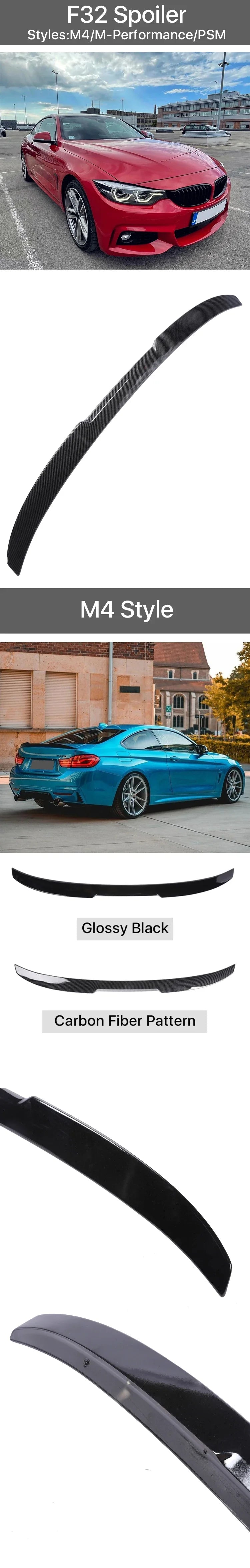For BMW 4 Series F32 F33 F36 2014-2020 M Performance Spoiler Carbon Fiber Rear Trunk Spoiler M4 PSM Style Wing Auto Accessories