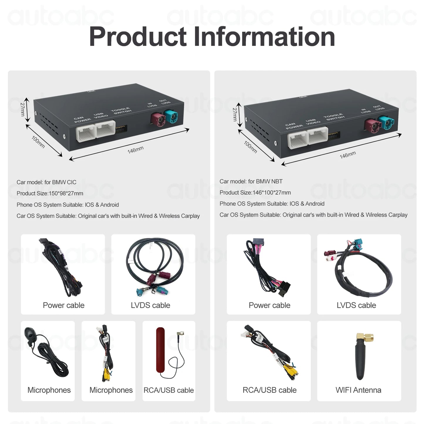 Wireless CarPlay Android For BMW NBT CIC System 1 2 3 4 5 Series X1 X3 X4 X5 F20 F21 F30 F31 F34 F10 F48 F25 F26 F15 F60 F10 E84